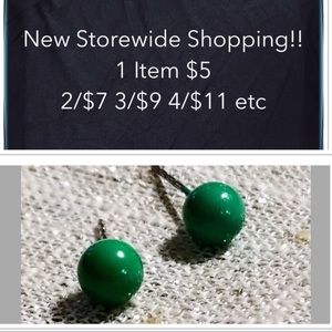 NEW 5mm Small Green Ball Stud Earrings